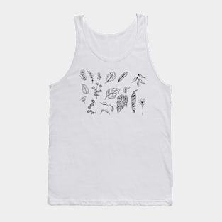 Leaf Doodles in Pen and Ink Botanical Monstera Leaves Tank Top